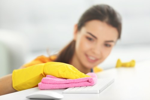 Office cleaners maintaining a Mayfair business workspace